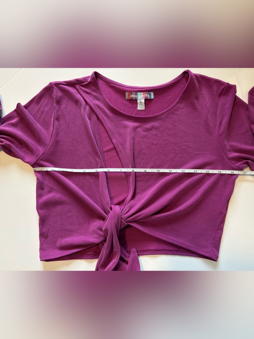 Urban Outfitters Elle Keyhole Wrap Top Magenta Cropped NWT Large - Picture 6 of 10